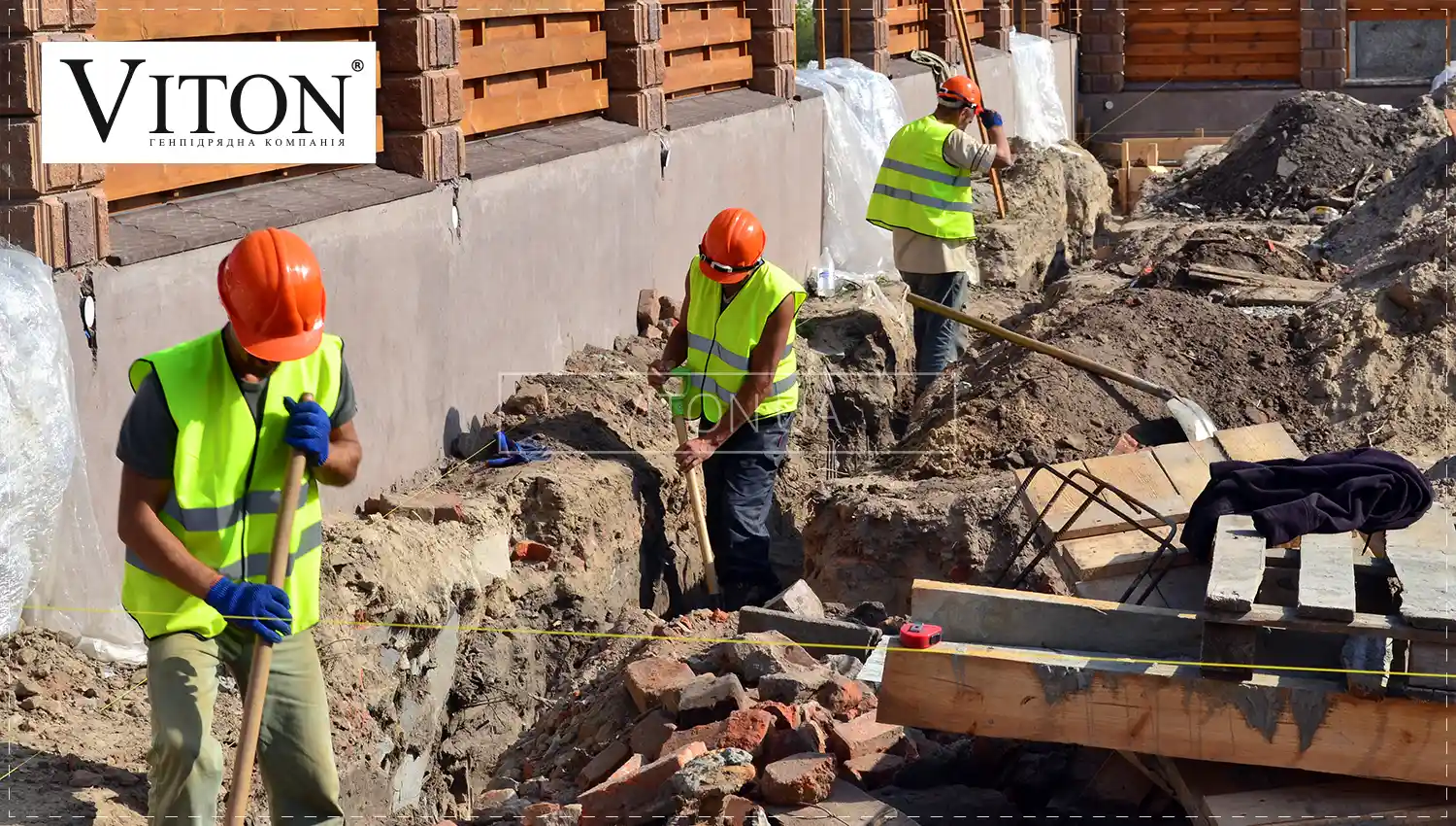 Етап облаштування фундаменту при зведенні  каркасних будівель.